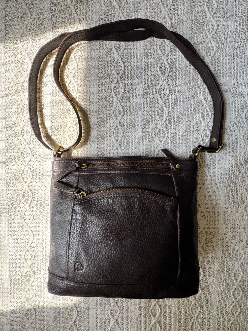 Born Dark Brown Pebbled Leather Bucket Bag